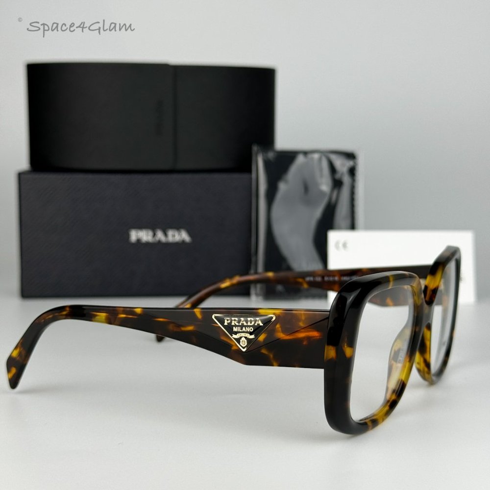 NEW Prada PR10ZV VAU1O1 Honey Tortoise Square Women Eyeglasses